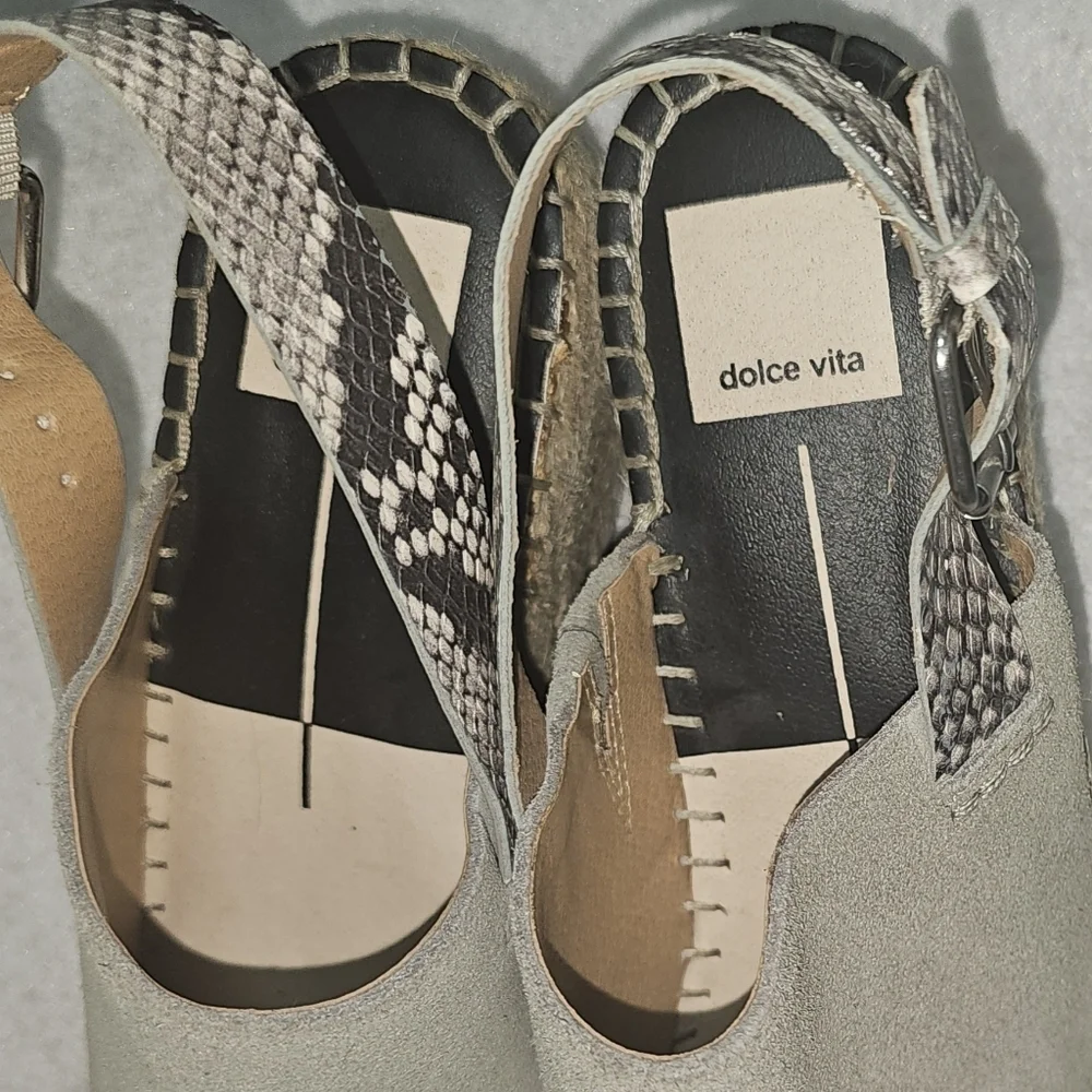 Dolce Vita Women’s Platform Espadrilles Marlo Wedge Green Suede Slingback Sz 9M